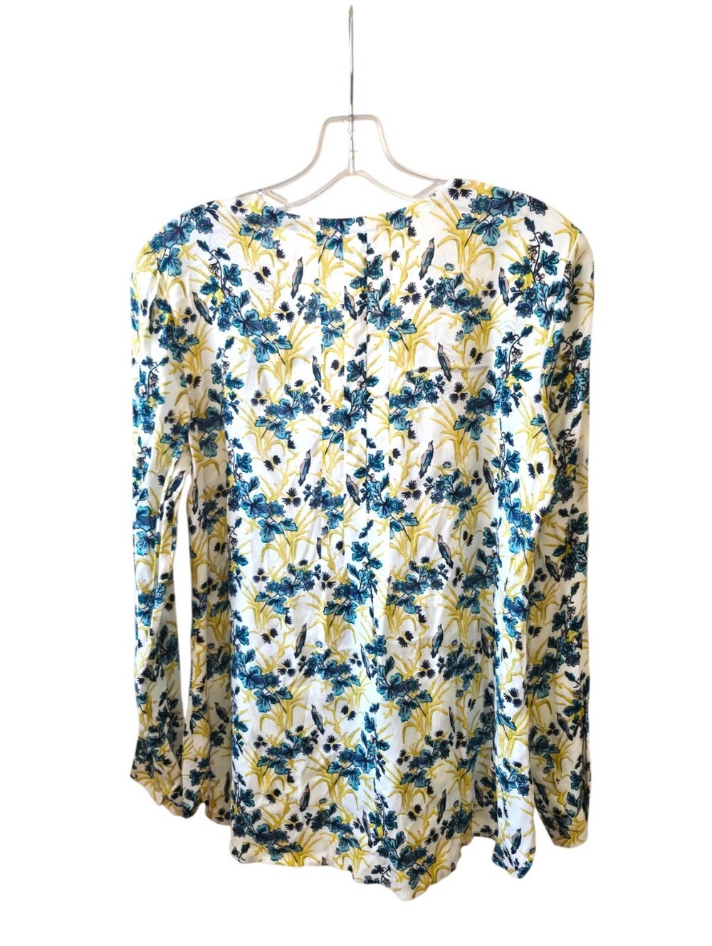 NWT J.Jill Women's Floral Bird Print Button Front Blouse Long Sleeve Size XS - Picture 2 of 7